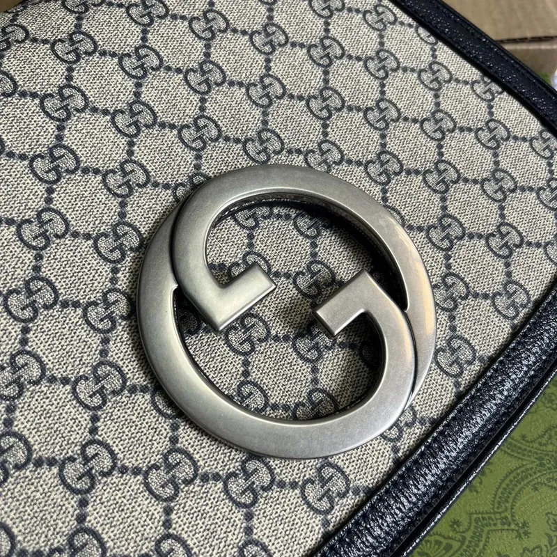 Gucci 721172 Blondie Medium taška s horním držadlem Béžová a ebenová Námořnická modrá