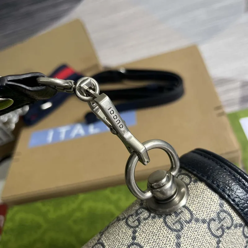 Gucci 721172 Blondie Medium taška s horním držadlem Béžová a ebenová Námořnická modrá