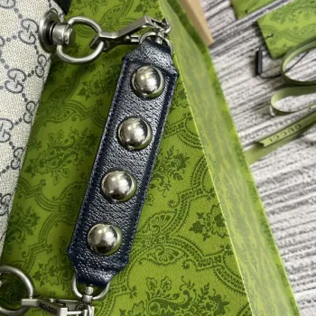 Gucci 721172 Blondie Medium taška s horním držadlem Béžová a ebenová Námořnická modrá