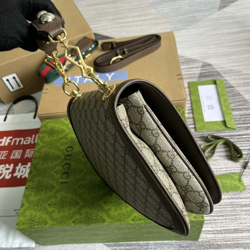 Gucci 721172 Blondie Medium taška s horním uchopem Béžová a ebenová GG Supreme plátno