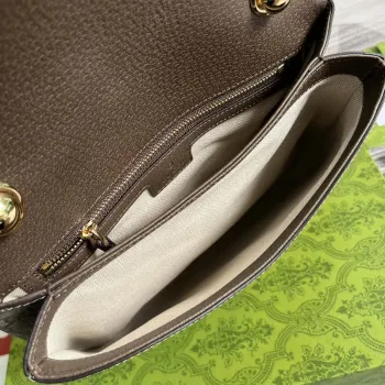 Gucci 721172 Blondie Medium taška s horním uchopem Béžová a ebenová GG Supreme plátno