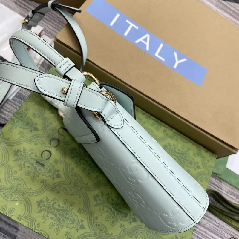 Gucci 772795 GG Super Mini Bucket Bag Světle zelená