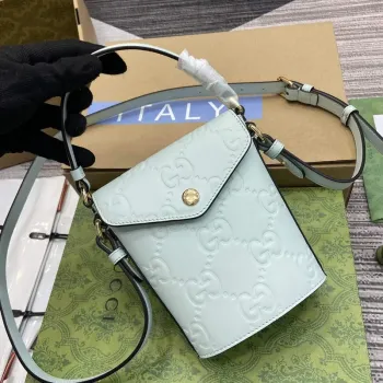 Gucci 772795 GG Super Mini Bucket Bag Světle zelená