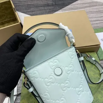 Gucci 772795 GG Super Mini Bucket Bag Světle zelená