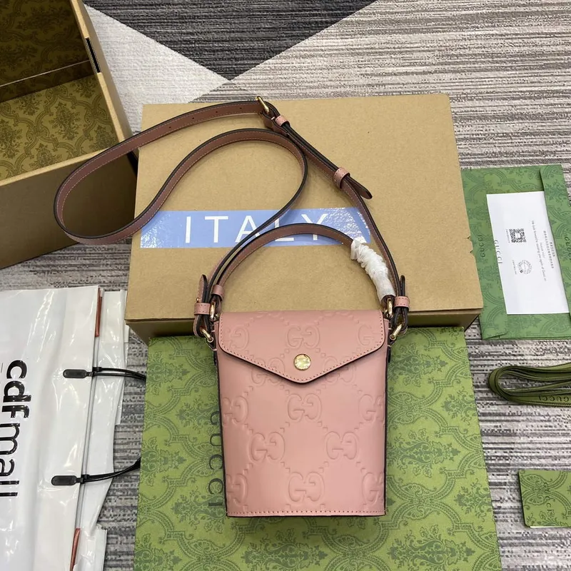 Gucci 772795 GG Super Mini Bucket Bag Světle Růžová