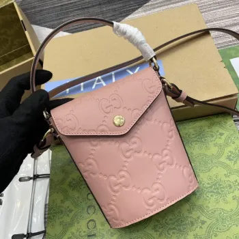 Gucci 772795 GG Super Mini Bucket Bag Světle Růžová
