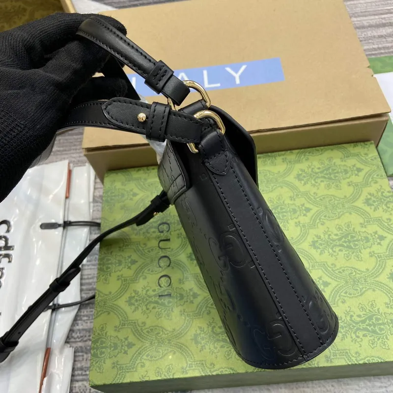 Gucci 772795 GG Super Mini Kabela na řetízku Černá