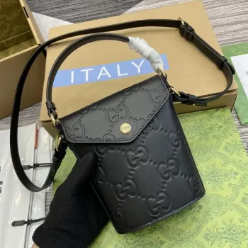 Gucci 772795 GG Super Mini Kabela na řetízku Černá