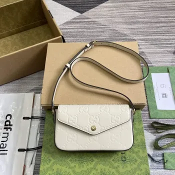 Gucci 772794 GG Super Mini Kabelka přes rameno Bílá