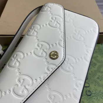 Gucci 772794 GG Super Mini Kabelka přes rameno Bílá