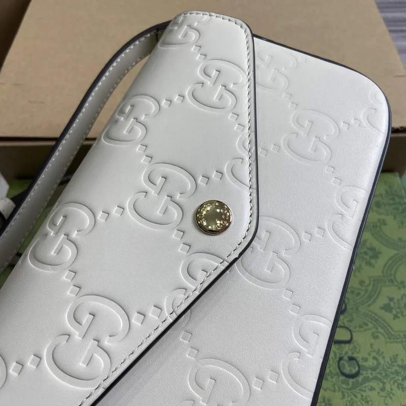 Gucci 772794 GG Super Mini Kabelka přes rameno Bílá