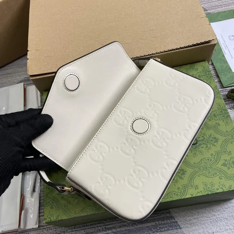 Gucci 772794 GG Super Mini Kabelka přes rameno Bílá