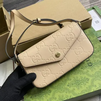 Gucci 772794 GG Super Mini Kabelka přes rameno Světle béžová