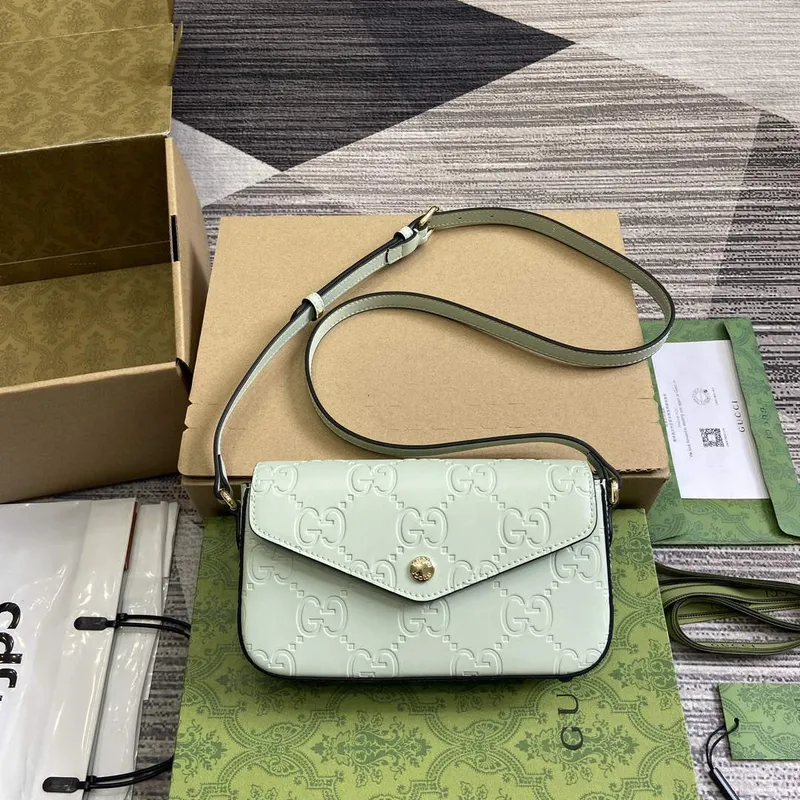 Gucci 772794 GG Super Mini Kabelka přes rameno Světle zelená
