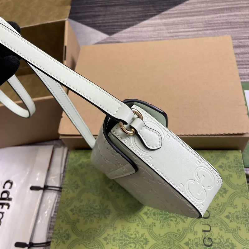 Gucci 772794 GG Super Mini Kabelka přes rameno Světle zelená