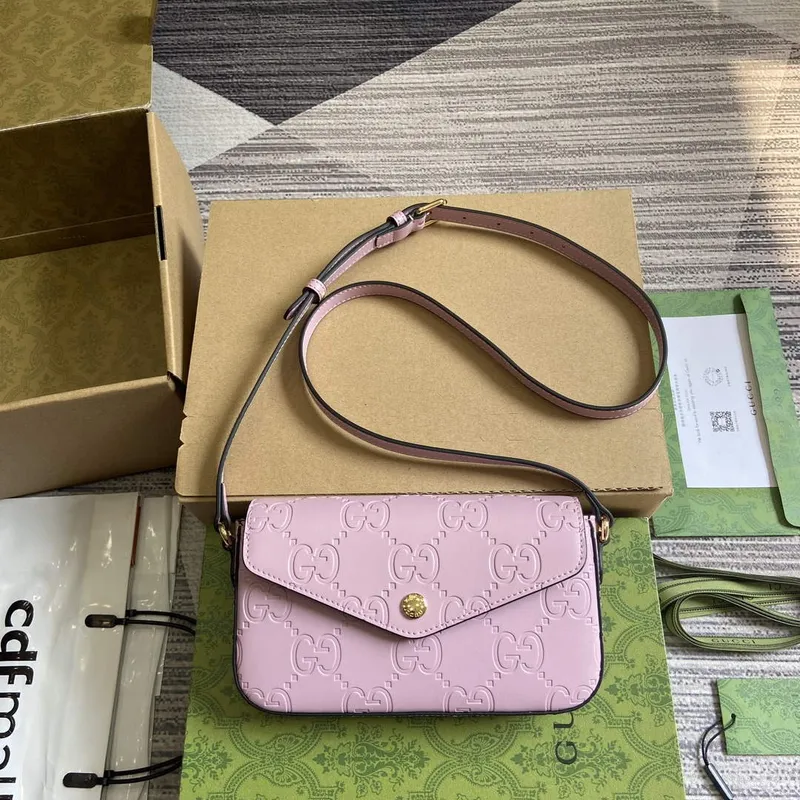 Gucci 772794 GG Super Mini Kabelka přes rameno Světle fialová