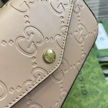 Gucci 772794 GG Super Mini Kabelka přes rameno Růžová béžová