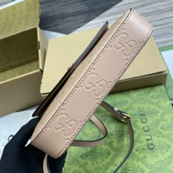 Gucci 772794 GG Super Mini Kabelka přes rameno Růžová béžová