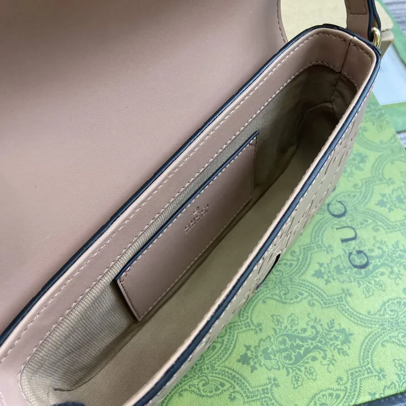 Gucci 772794 GG Super Mini Kabelka přes rameno Růžová béžová