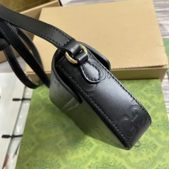 Gucci 772794 GG Super Mini Ramenní Taška Černá