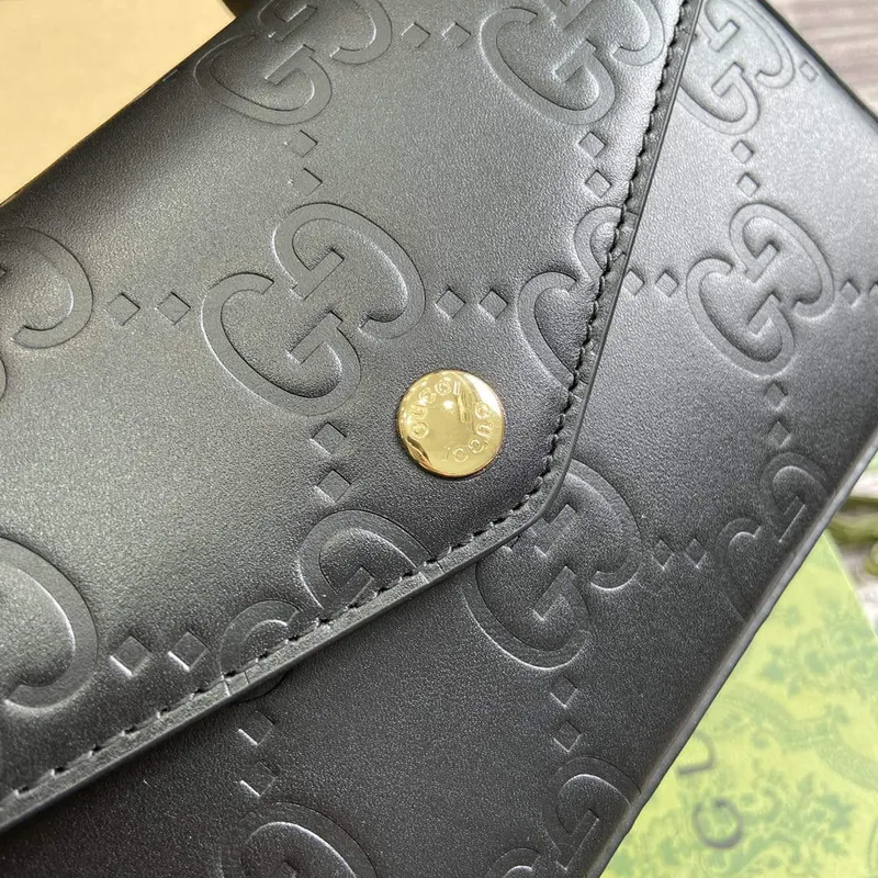 Gucci 772794 GG Super Mini Ramenní Taška Černá