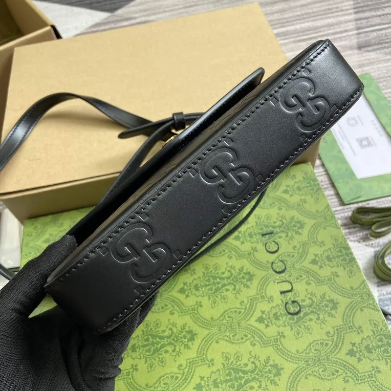 Gucci 772794 GG Super Mini Ramenní Taška Černá