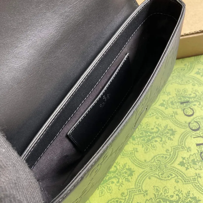 Gucci 772794 GG Super Mini Ramenní Taška Černá