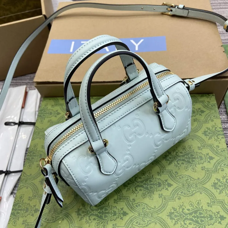 Gucci 790130 GG Super Mini Taška s Horním Úchopem Světle Zelená
