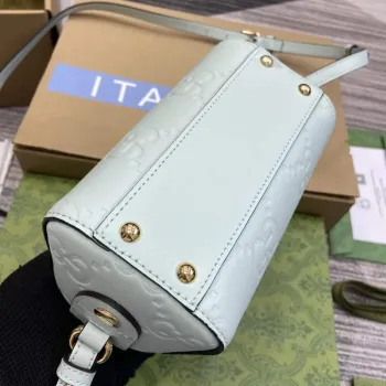 Gucci 790130 GG Super Mini Taška s Horním Úchopem Světle Zelená