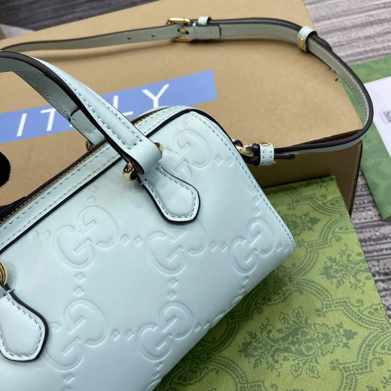 Gucci 790130 GG Super Mini Taška s Horním Úchopem Světle Zelená