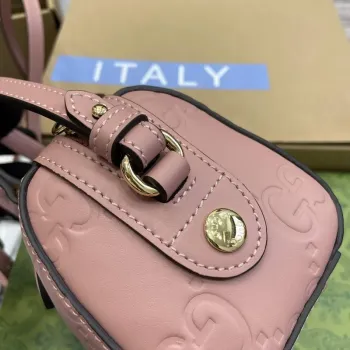 Gucci 790130 GG Super Mini Taška s horním madlem Růžová béžová