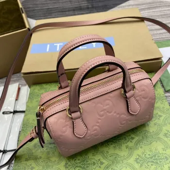 Gucci 790130 GG Super Mini Taška s horním madlem Růžová béžová