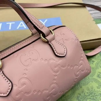 Gucci 790130 GG Super Mini Taška s horním madlem Růžová béžová