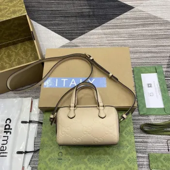 Gucci 790130 GG Super Mini Taška s horním uchem Světle béžová