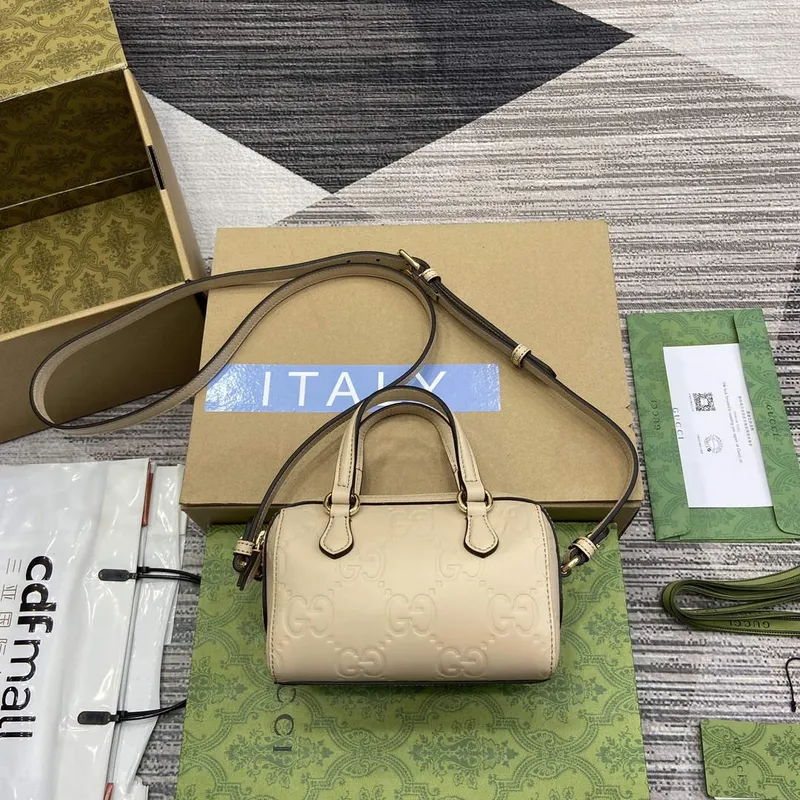 Gucci 790130 GG Super Mini Taška s horním uchem Světle béžová