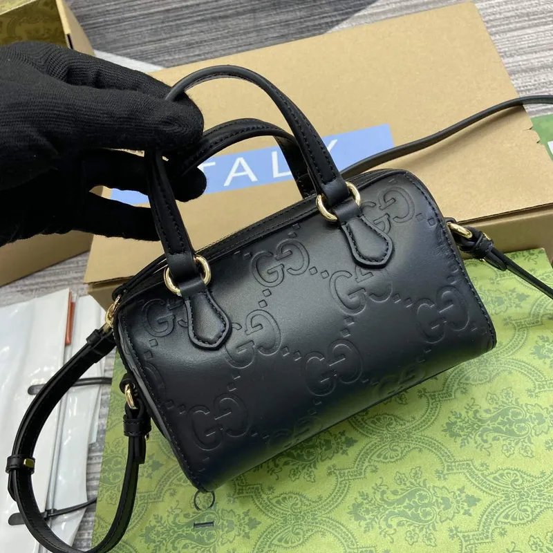 Gucci 790130 GG Super Mini Taška s horním držadlem Černá