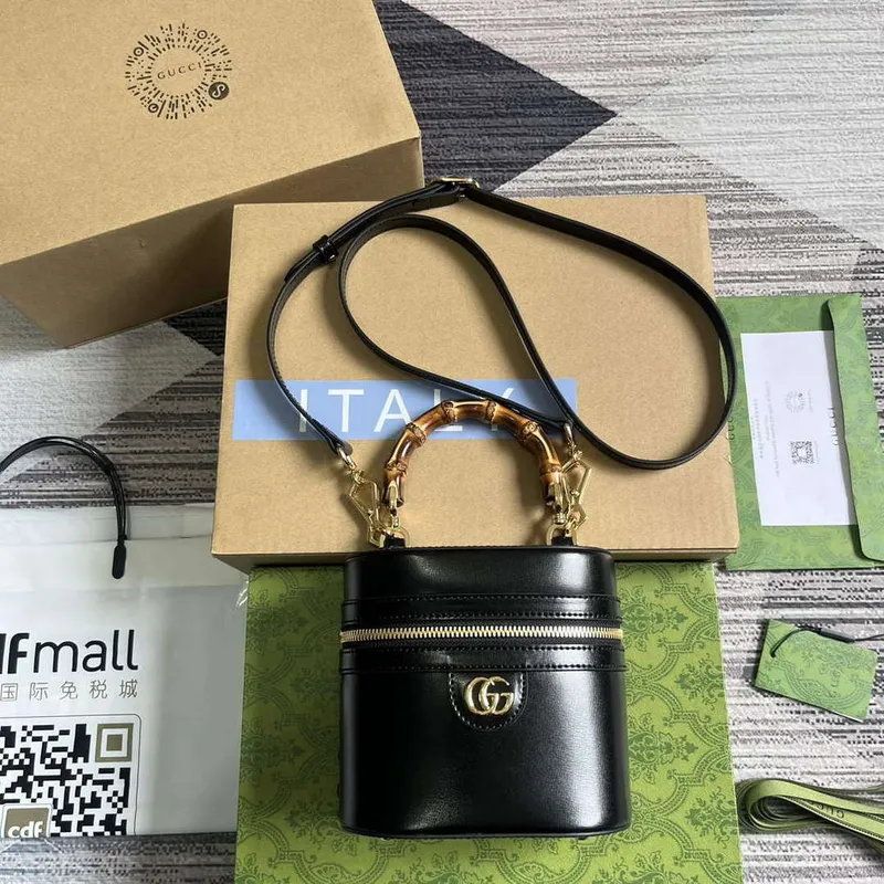 Gucci 760200 Mini Bamboo Ramenní Taška Černá