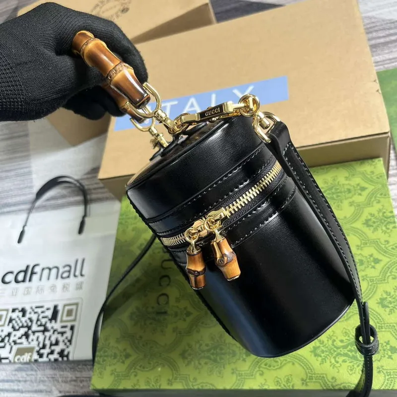 Gucci 760200 Mini Bamboo Ramenní Taška Černá