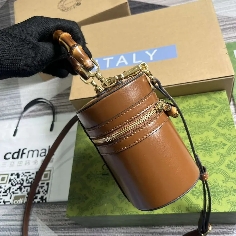 Gucci 760200 Mini Bamboo Ramenní Taška Hnědá