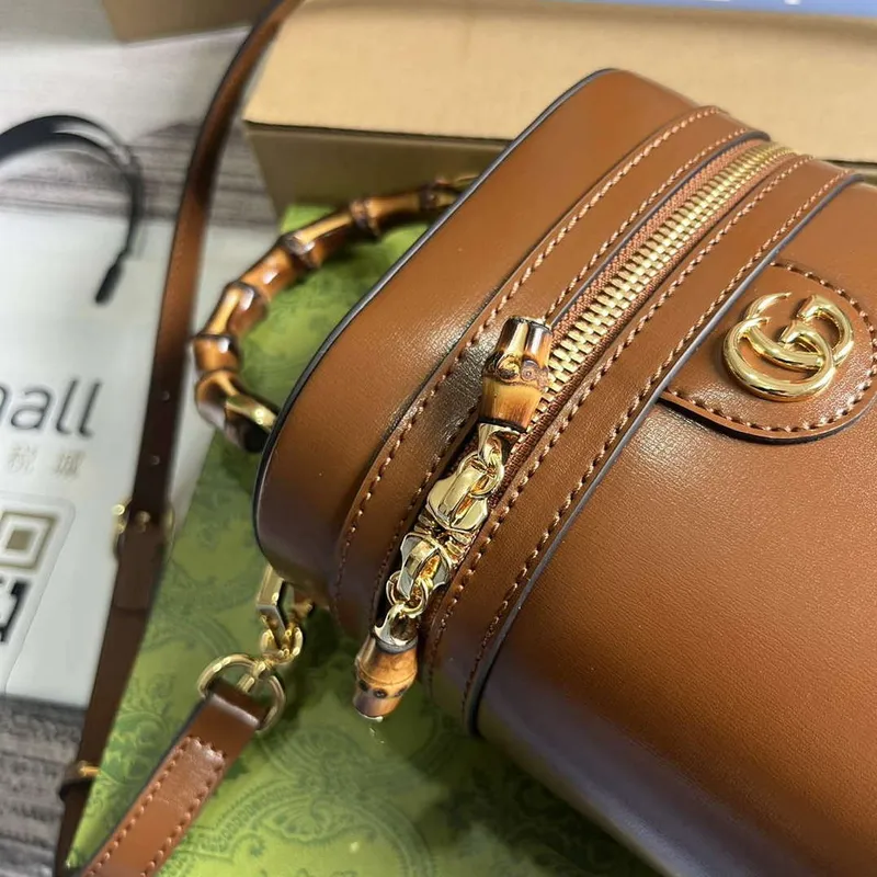 Gucci 760200 Mini Bamboo Ramenní Taška Hnědá