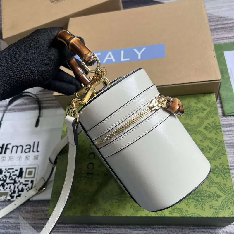 Gucci 760200 Mini Bamboo Ramenní Taška Bílá