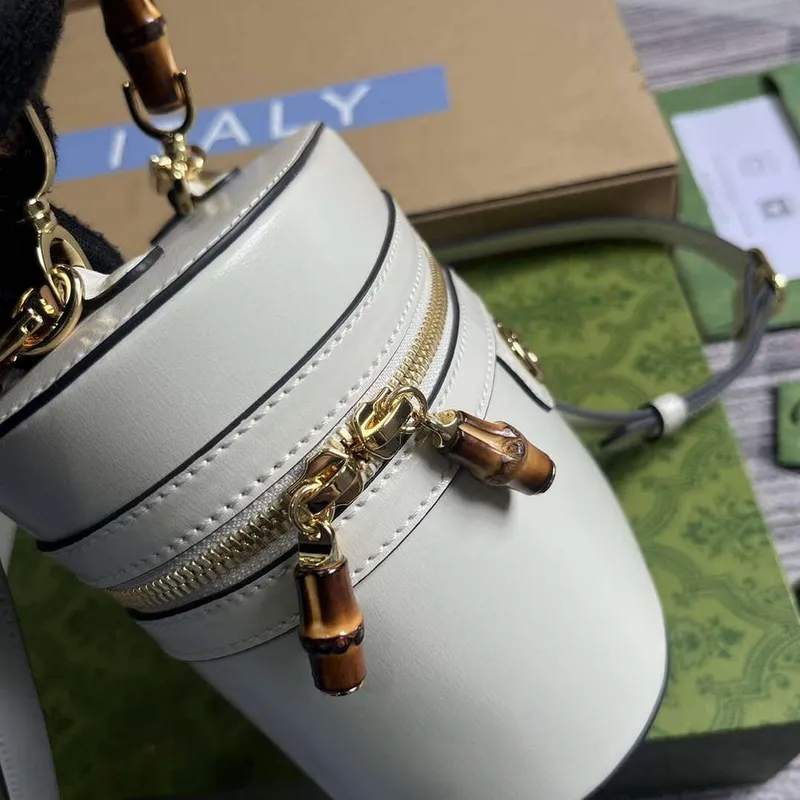 Gucci 760200 Mini Bamboo Ramenní Taška Bílá