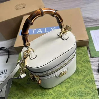 Gucci 760200 Mini Bamboo Ramenní Taška Bílá