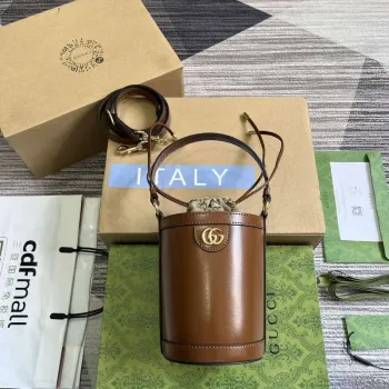 Gucci 760201 Ophidia Mini Bucket Bag Hnědá