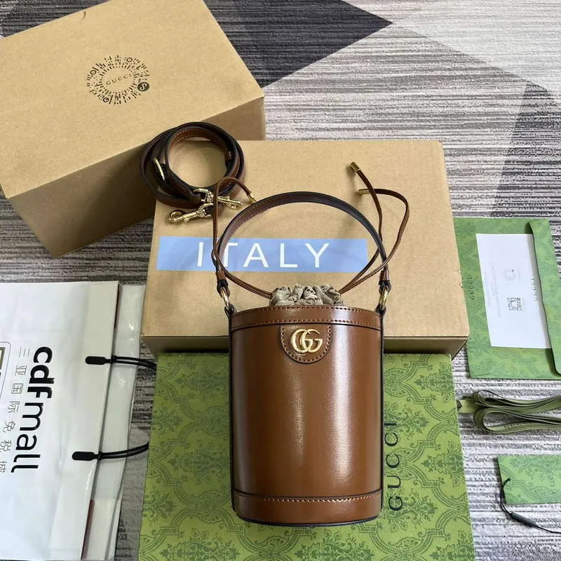 Gucci 760201 Ophidia Mini Bucket Bag Hnědá