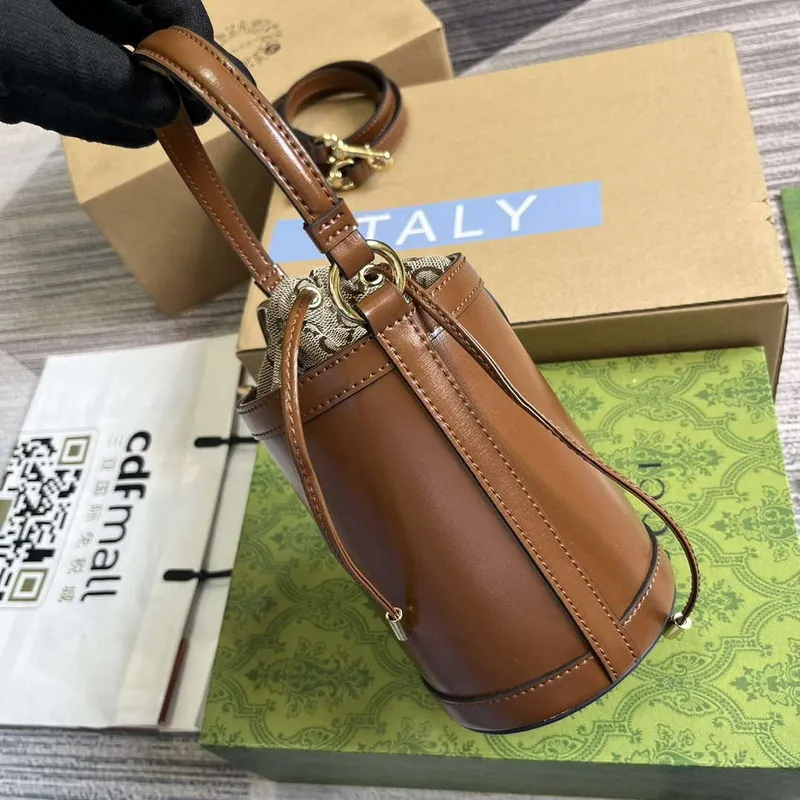 Gucci 760201 Ophidia Mini Bucket Bag Hnědá