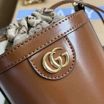 Gucci 760201 Ophidia Mini Bucket Bag Hnědá