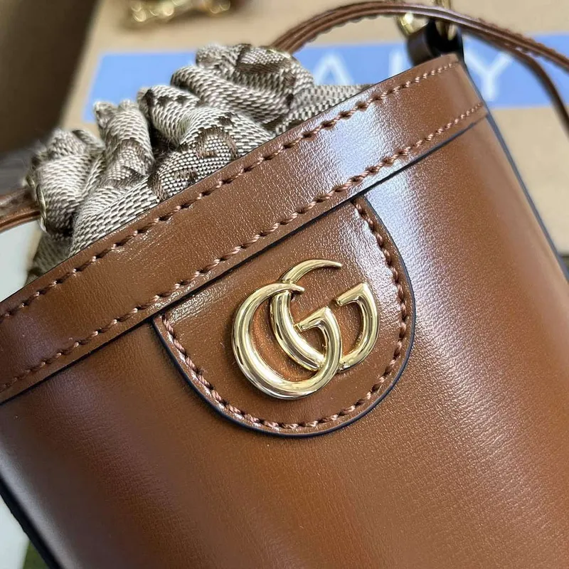 Gucci 760201 Ophidia Mini Bucket Bag Hnědá