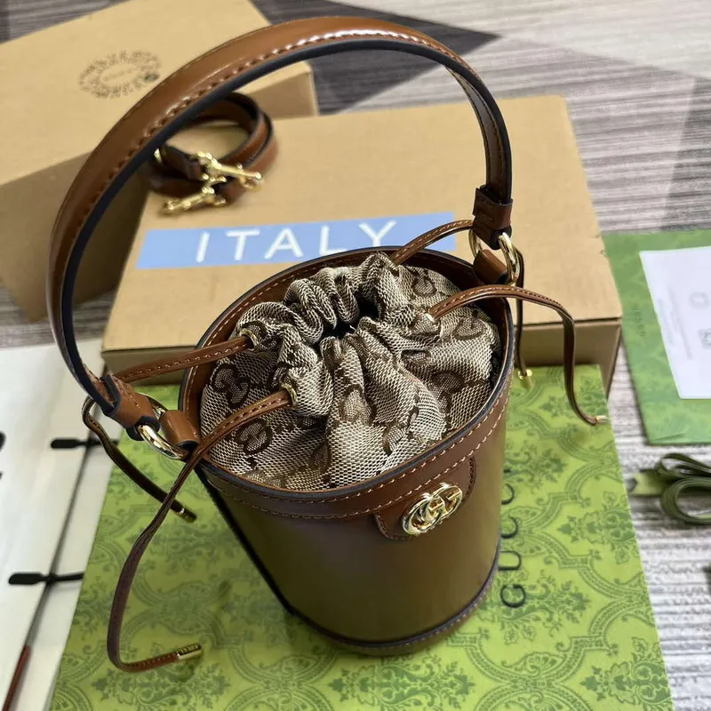 Gucci 760201 Ophidia Mini Bucket Bag Hnědá