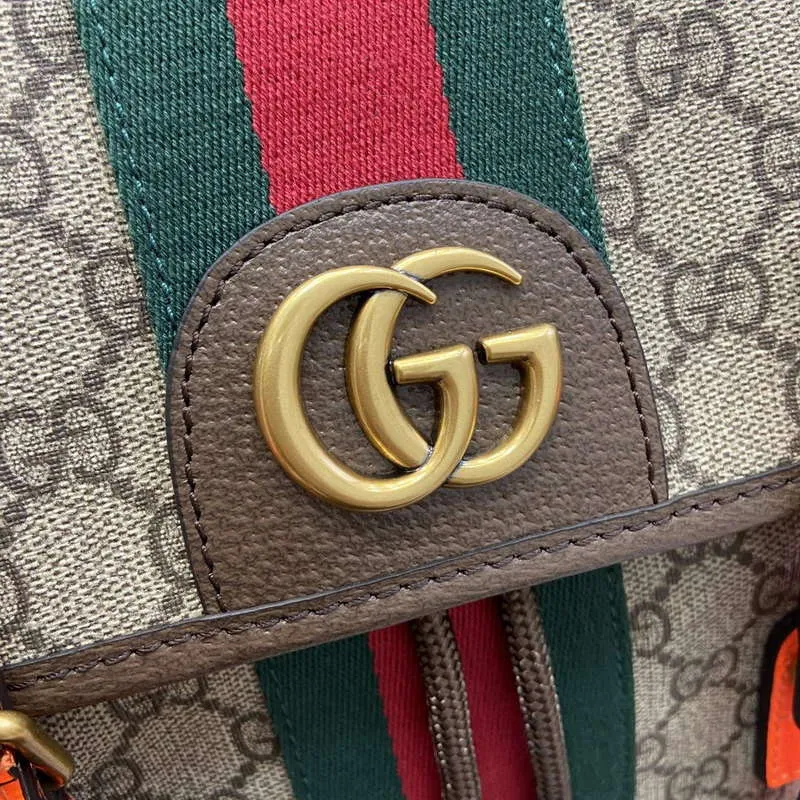 Gucci 598140 Ophidia GG Střední batoh Jasně oranžový